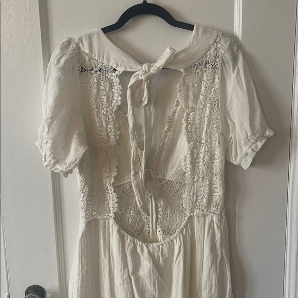 Free People White Lace Cotton Midi Dress - Picture 11 of 14